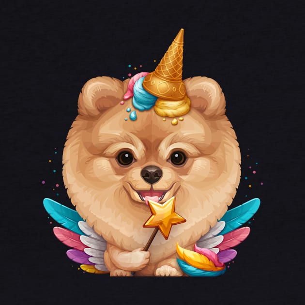 Orange Pomeranian Ice Cream Unicorn by stonemask